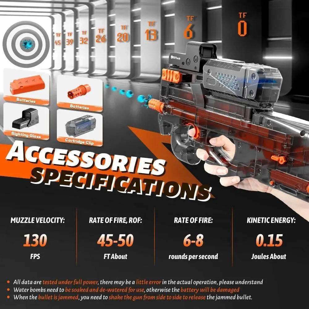 Electric Gel Gun in Transparent Black Fully Automatic Toy - ToylandEU