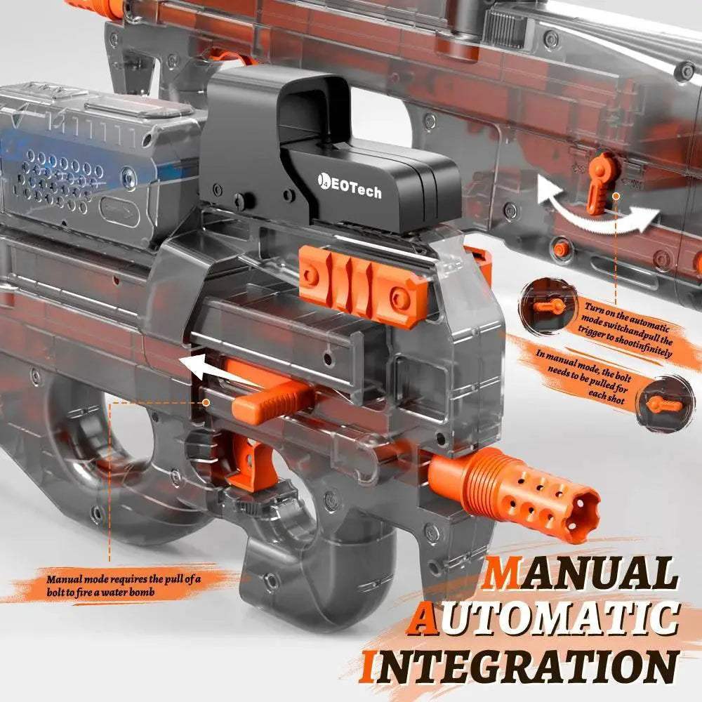 Electric Gel Gun in Transparent Black Fully Automatic Toy - ToylandEU