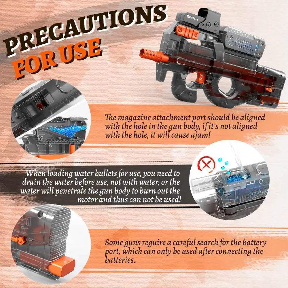 Electric Gel Gun in Transparent Black Fully Automatic Toy - ToylandEU