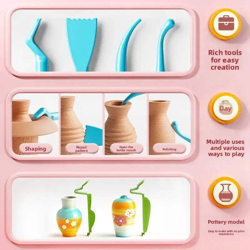 Electric Mini Pottery Wheel Kit For Kids Craft Safe - ToylandEU