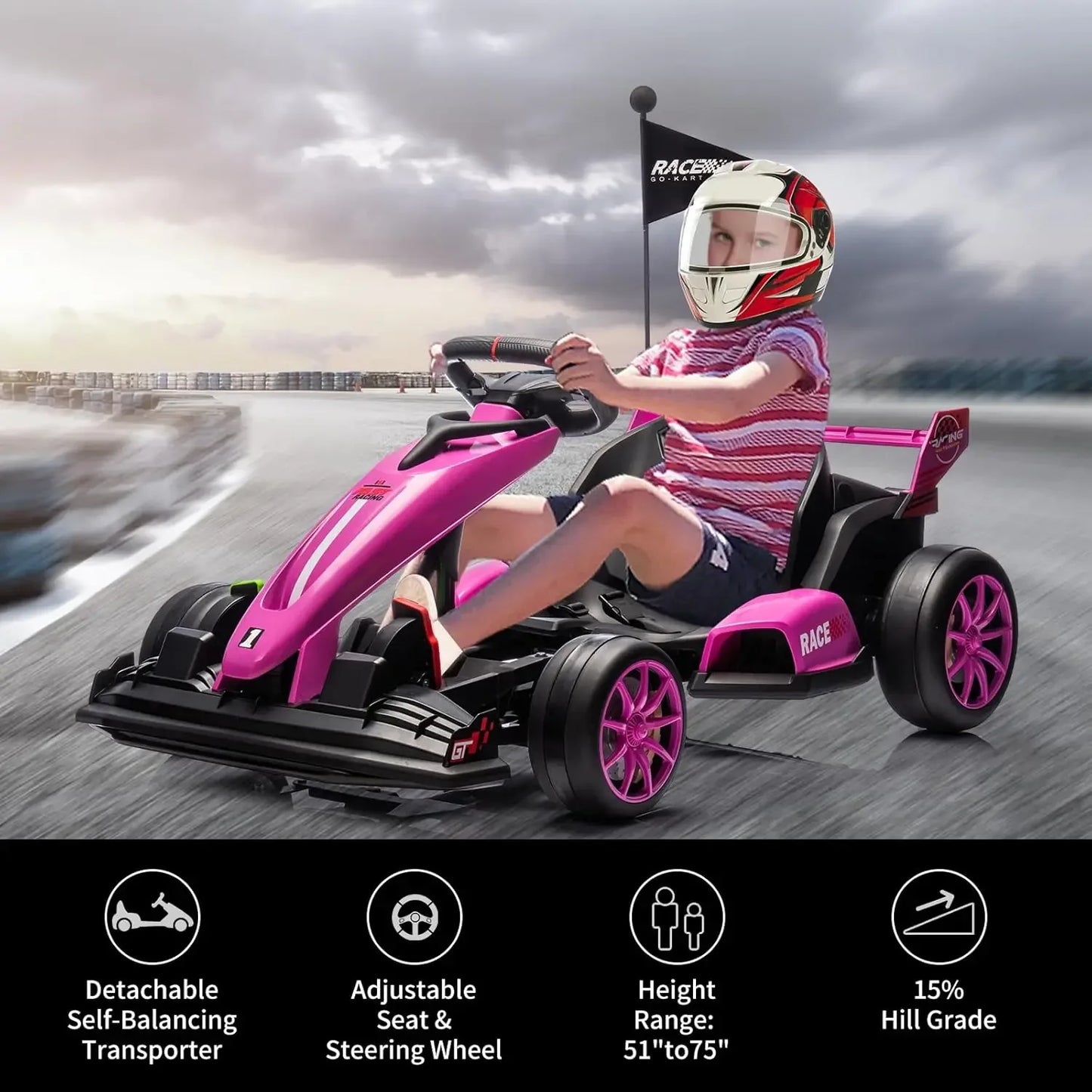 Electric Ride On Car Drift Kart For Kids Adjustable Seat - ToylandEU