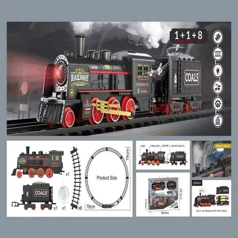 Electric Train Set With Smoke Effect Christmas Gift - ToylandEU