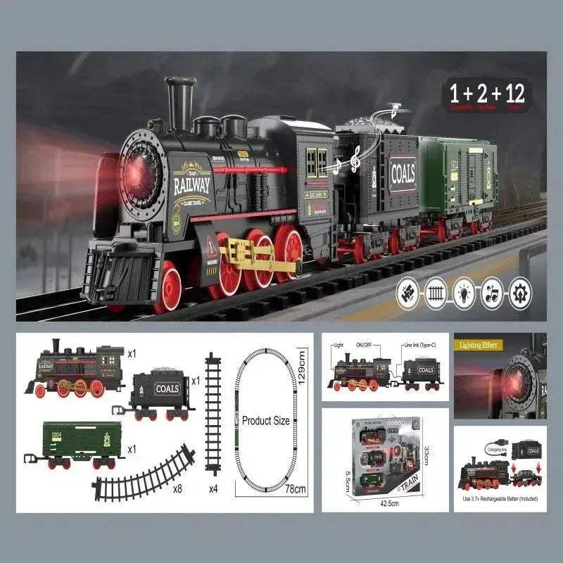 Electric Train Set With Smoke Effect Christmas Gift - ToylandEU