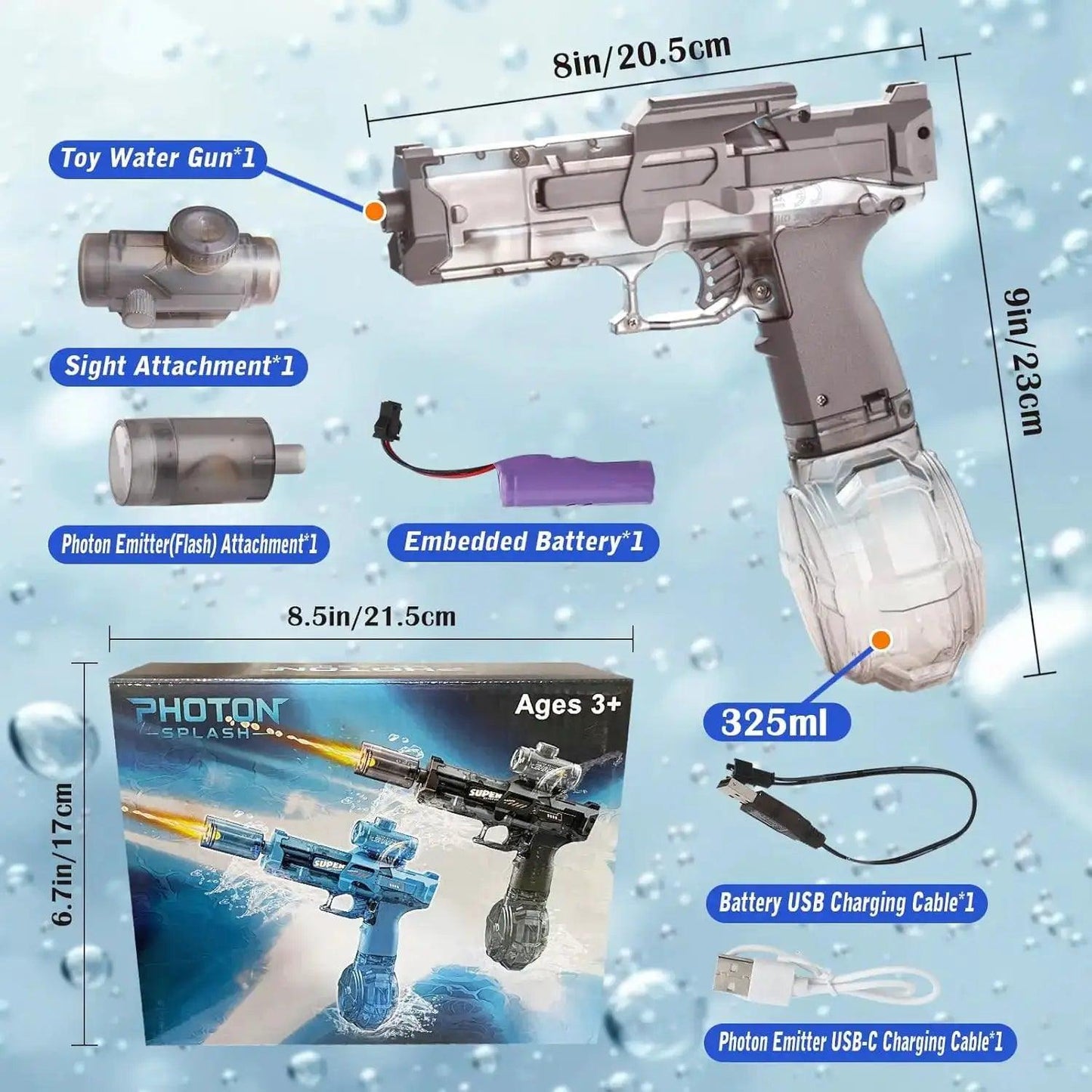  Rechargeable Electric Water Gun With LED Lights 26ft Range -  ToylandEU™