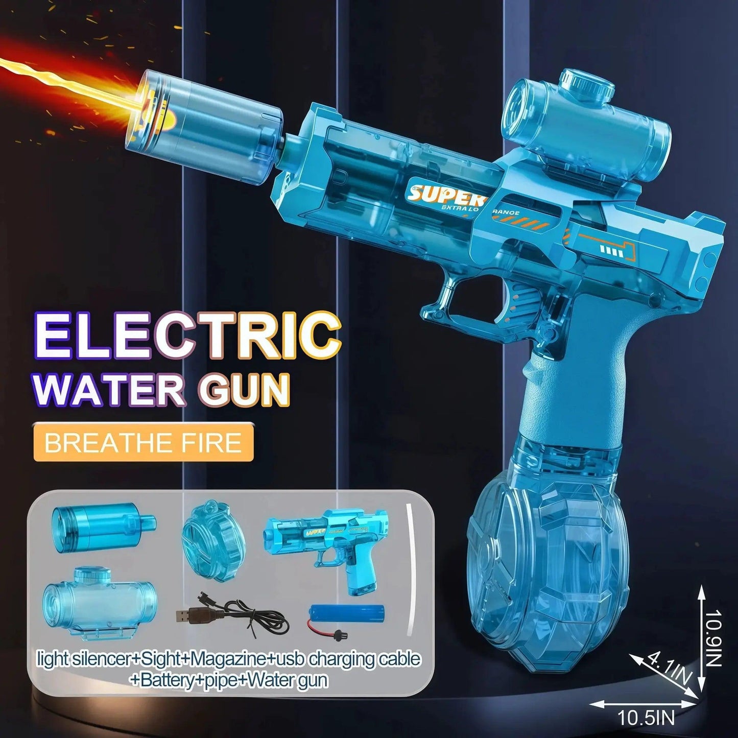  Rechargeable Electric Water Gun With LED Lights 26ft Range -  ToylandEU™