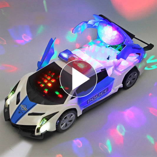 Transforming Electric Police Car Toy for Boys, with Dancing and Rotating Features