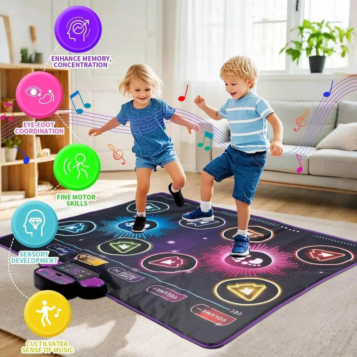  106x80CM Kids Electronic Dance Mat Double Players Mode with 9 Levels Educational Music Blanket for Children -  ToylandEU™