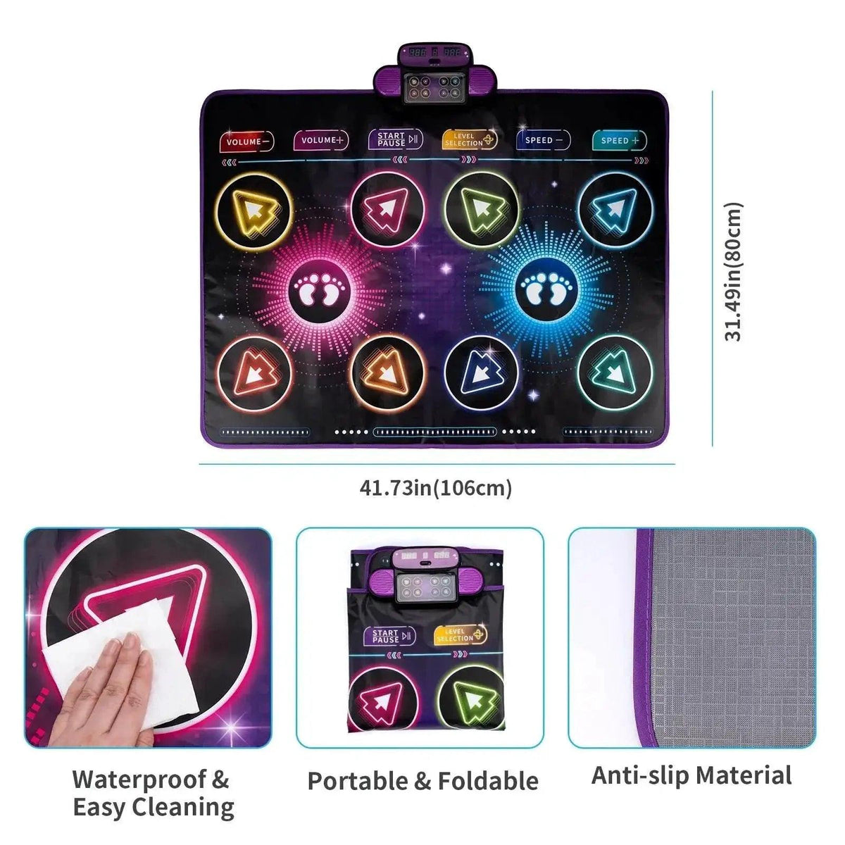  106x80CM Kids Electronic Dance Mat Double Players Mode with 9 Levels Educational Music Blanket for Children -  ToylandEU™