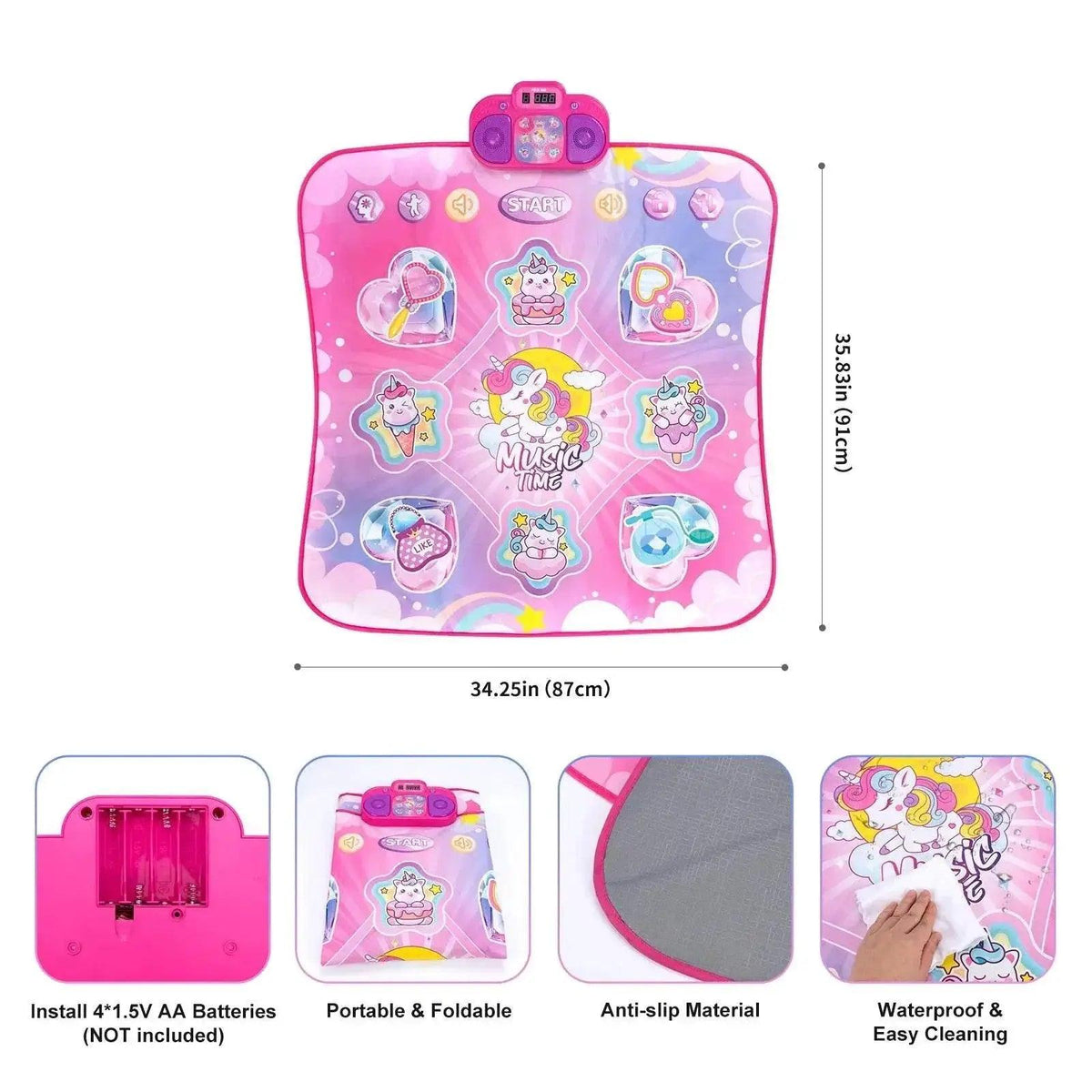  106x80CM Kids Electronic Dance Mat Double Players Mode with 9 Levels Educational Music Blanket for Children -  ToylandEU™