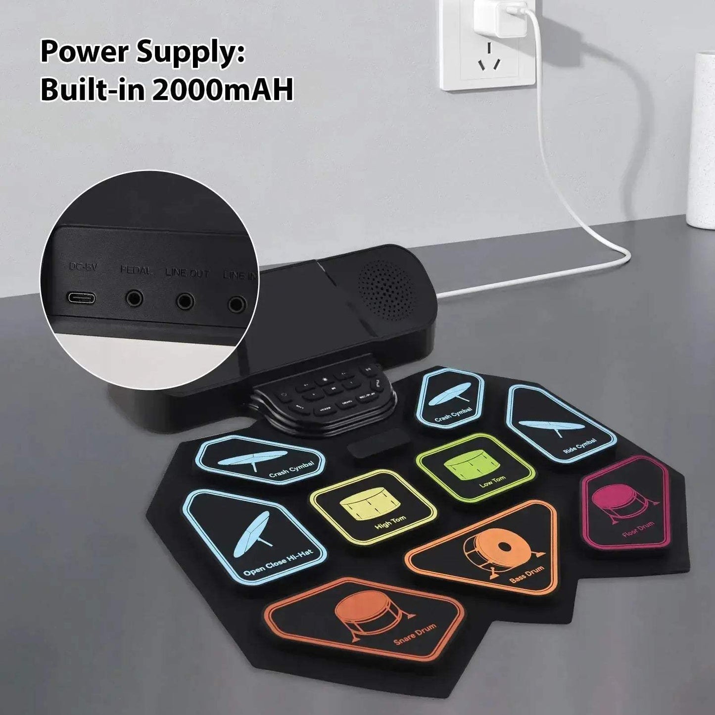 Electronic Drum Set With Dual Speakers And Bluetooth MIDI - ToylandEU
