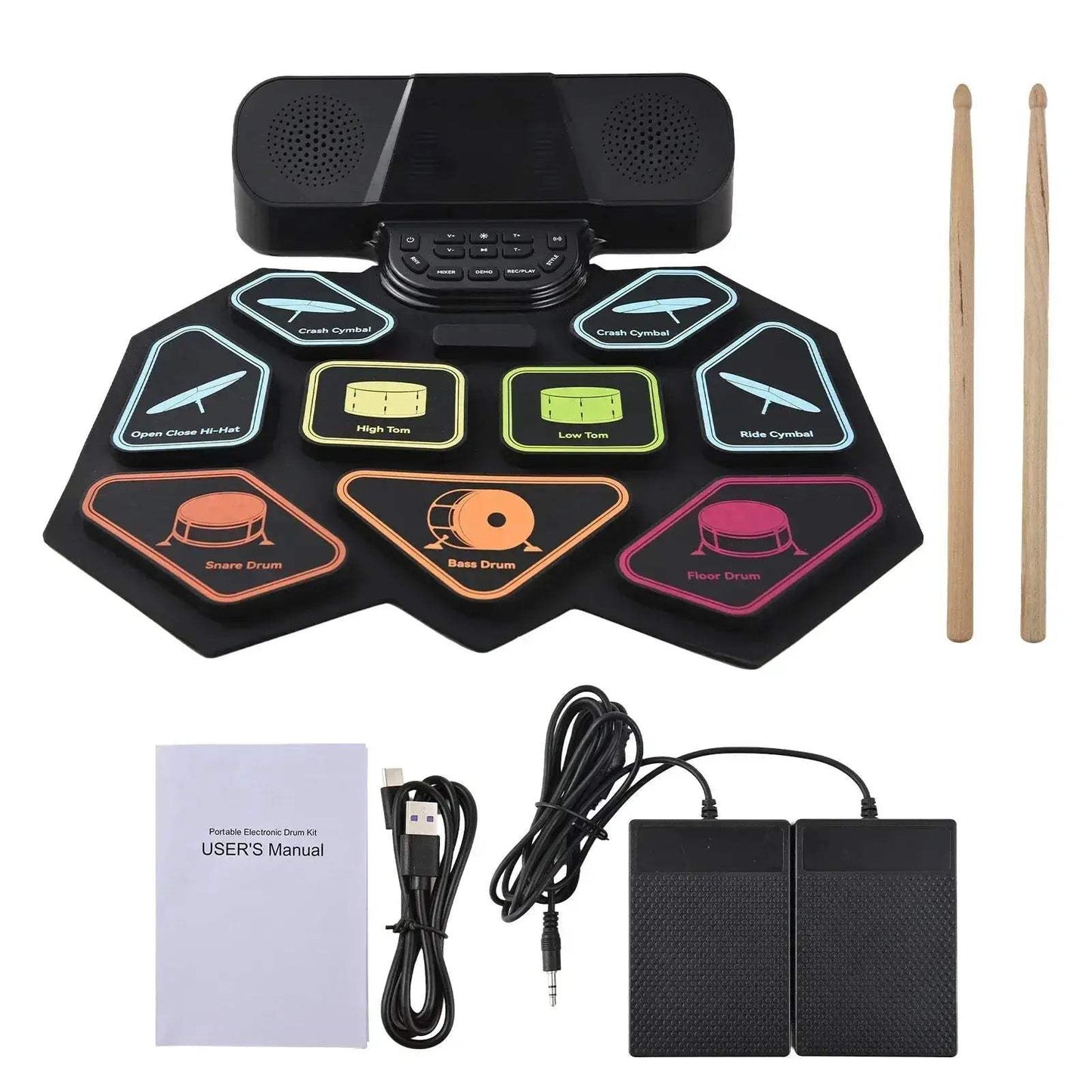 Electronic Drum Set With Dual Speakers And Bluetooth MIDI - ToylandEU