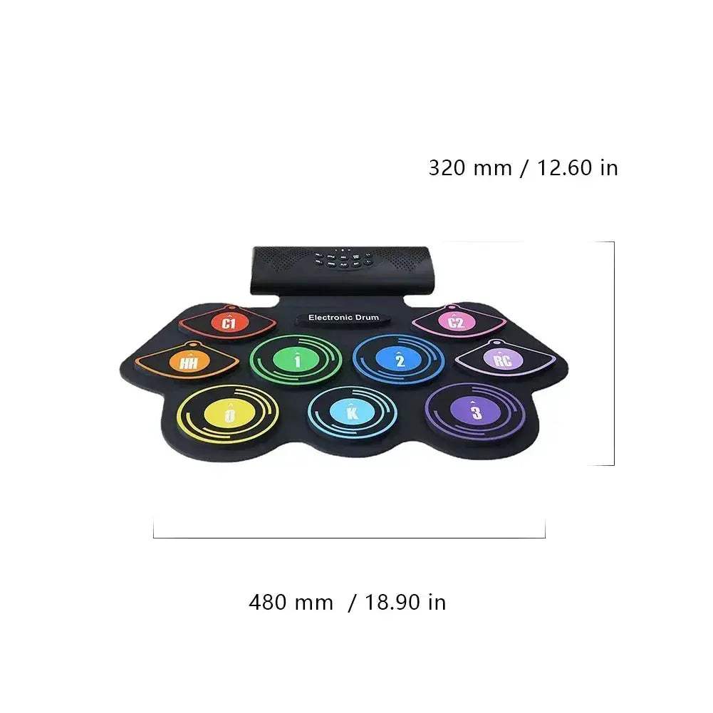 Electronic Roll Up 9 Pads Drum Kit Built In Speaker - ToylandEU