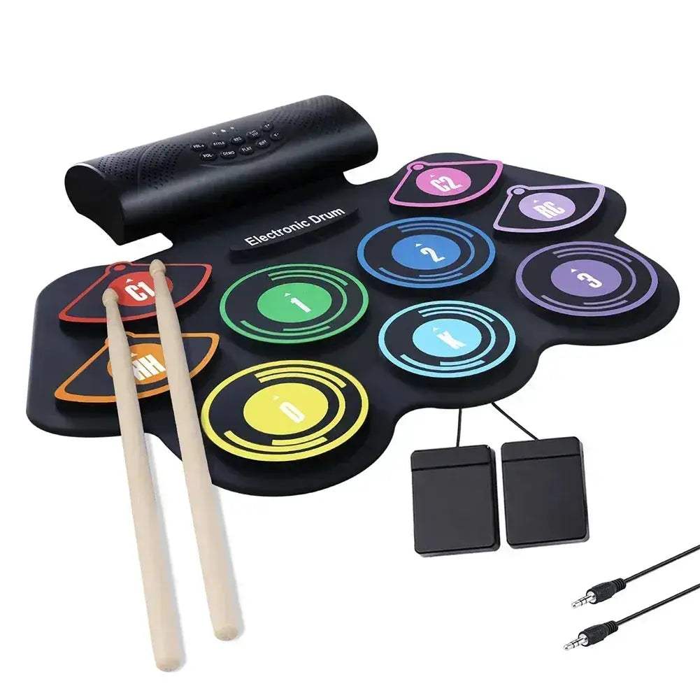 Electronic Roll Up 9 Pads Drum Kit Built In Speaker - ToylandEU