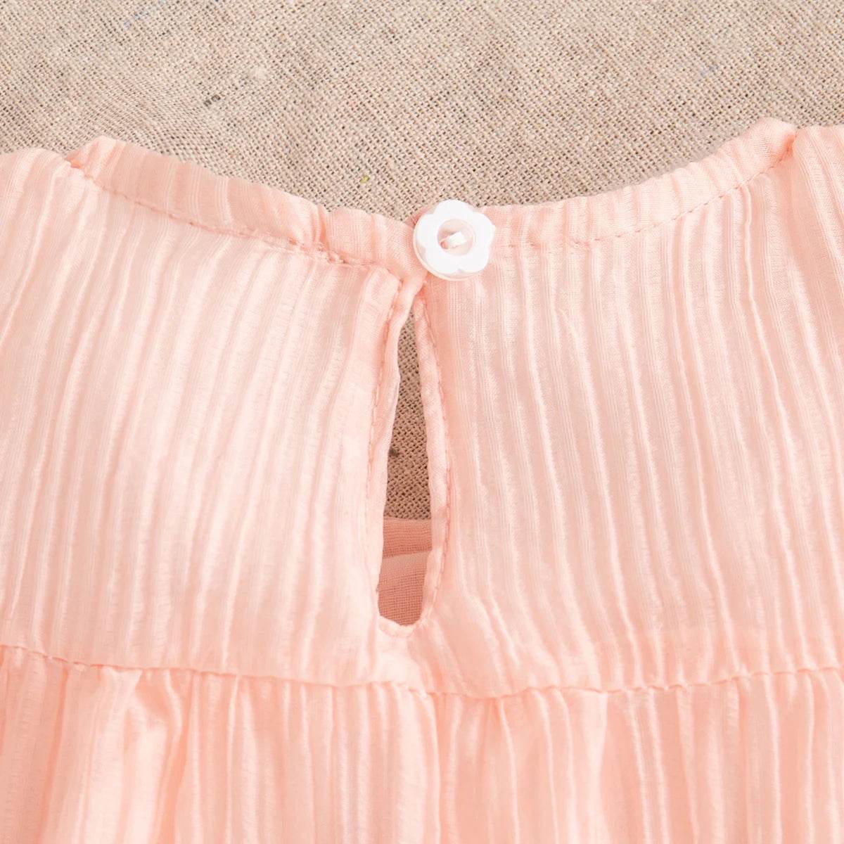 Elegant Baby Dress Gauze Flying Sleeve Bow Embellishment Pink Toddler Girls Birthday Party - ToylandEU