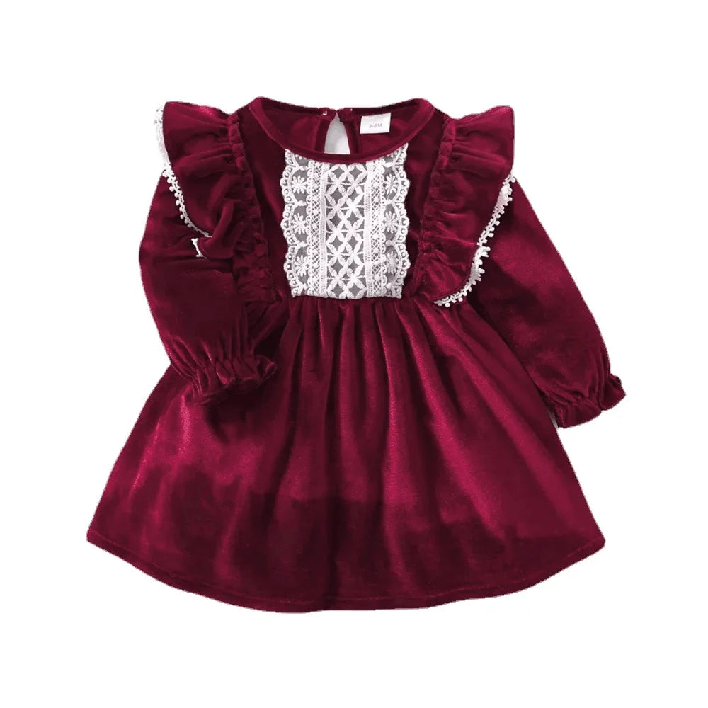 Elegant Baby Girl Dress Long Sleeve Ruffle Satin Finish Princess Style For Ages 0 To 24 Months Festival - ToylandEU