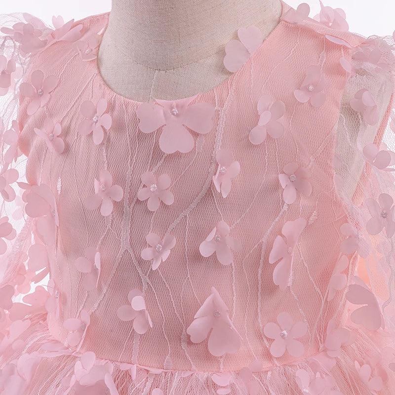 Elegant Baby Girl Dress With 3D Flower Bow For Baptism - ToylandEU