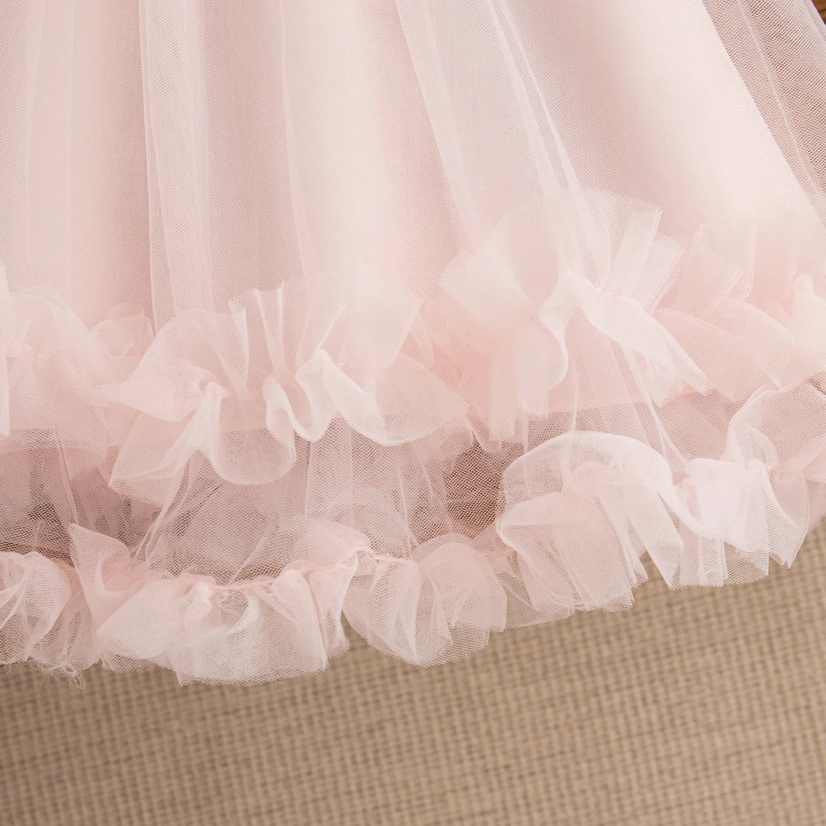 Elegant Baby Girl Dress With Feather Gauze Flower Sleeveless For Girls - ToylandEU