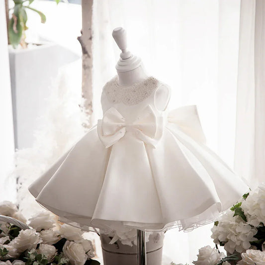 Elegant Baby Party Dress Beaded Bow For Baby Girls - ToylandEU