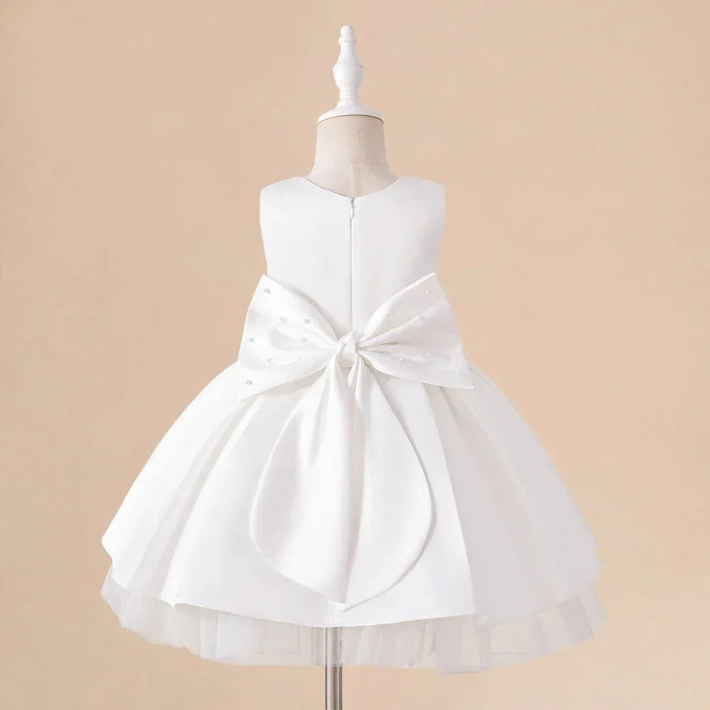 Elegant Baby Party Dress Beaded Bow For Baby Girls - ToylandEU