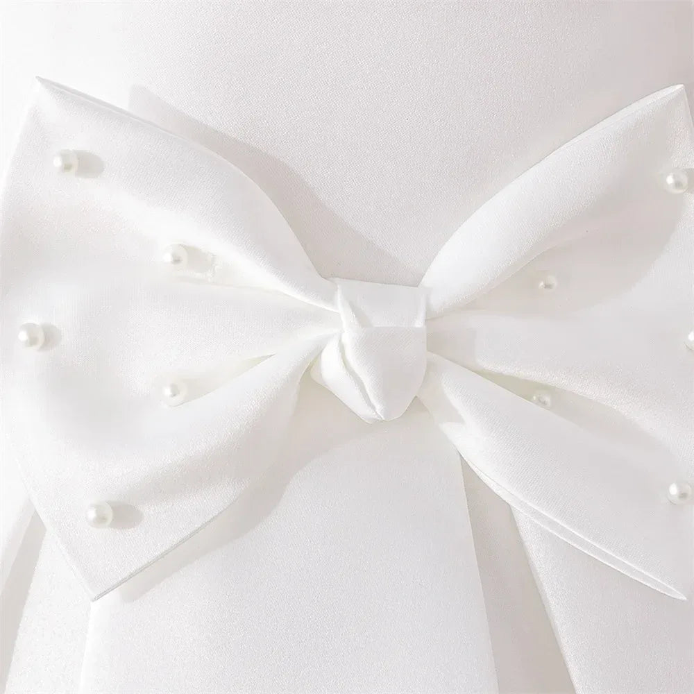 Elegant Baby Party Dress Beaded Bow For Baby Girls - ToylandEU
