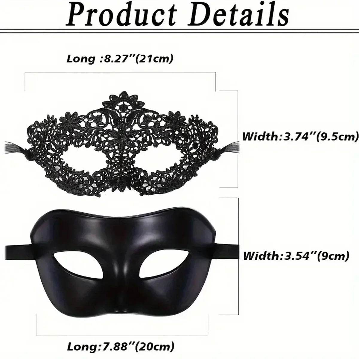 Elegant Black Lace Masquerade Mask Set for Couples - ToylandEU