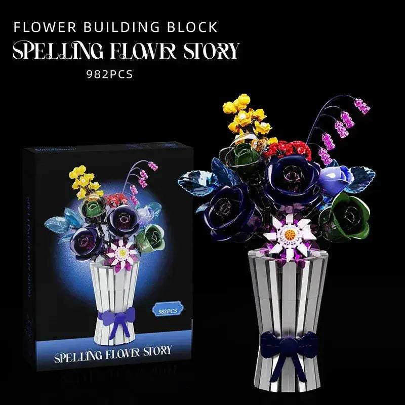  Elegant Building Block Set 3D Black Rose Vase Toyland EU -  ToylandEU™