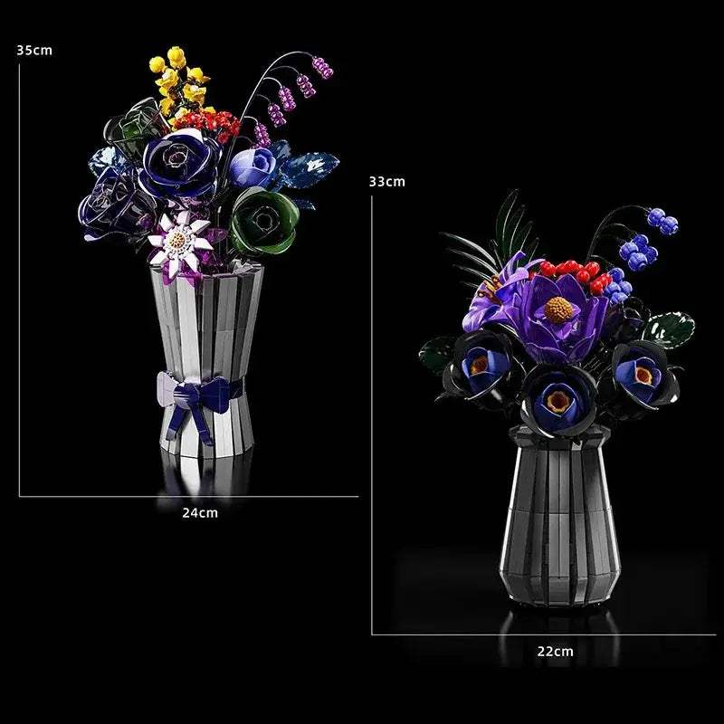  Elegant Building Block Set 3D Black Rose Vase Toyland EU -  ToylandEU™