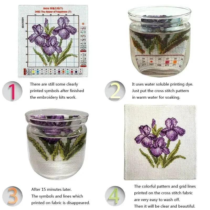  Elegant Floral Cross Stitch Kit by Joy Sunday - Easy-to-Follow Aida Stamped Embroidery Set -  ToylandEU™