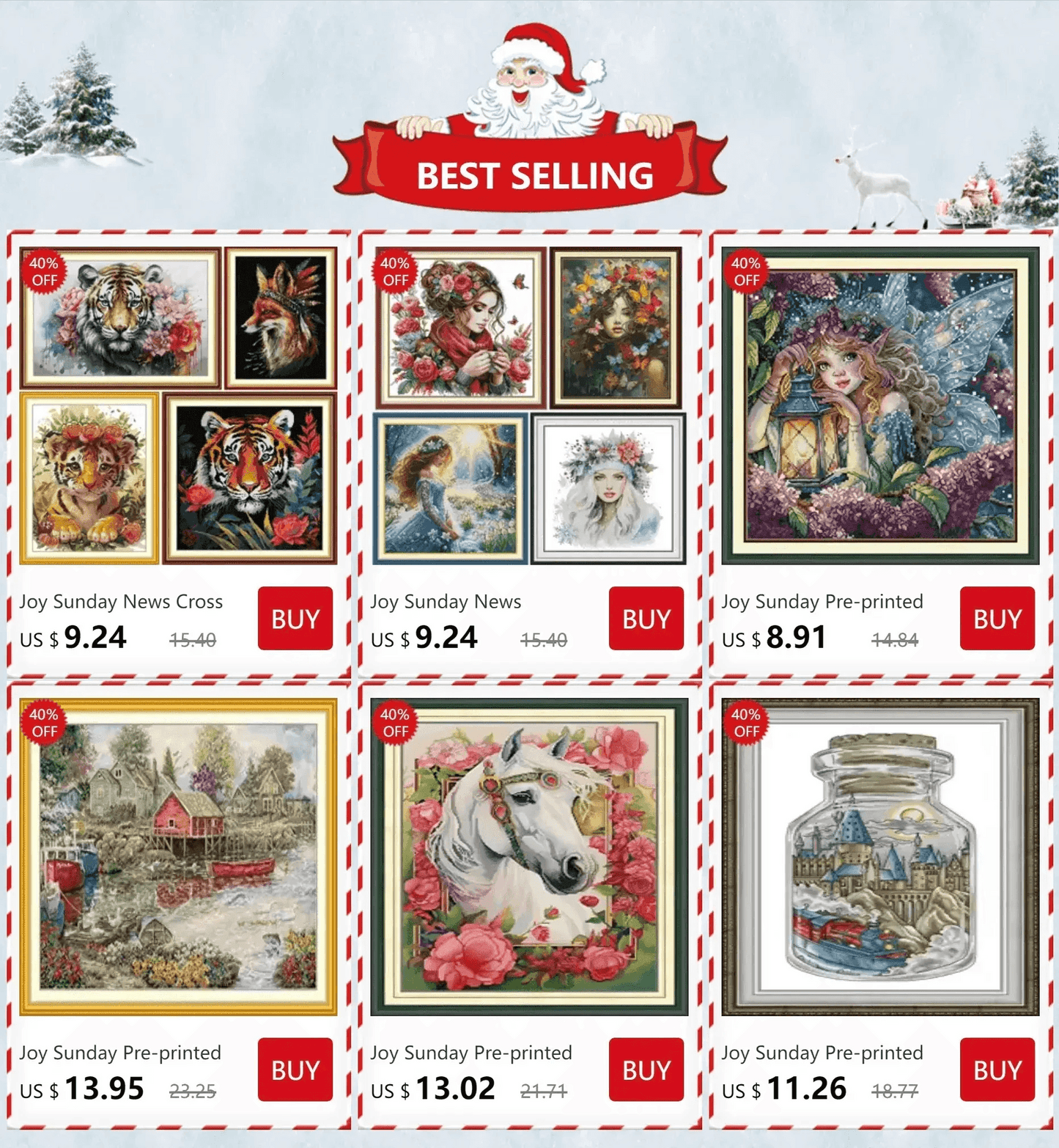  Elegant Floral Cross Stitch Kit by Joy Sunday - Easy-to-Follow Aida Stamped Embroidery Set -  ToylandEU™