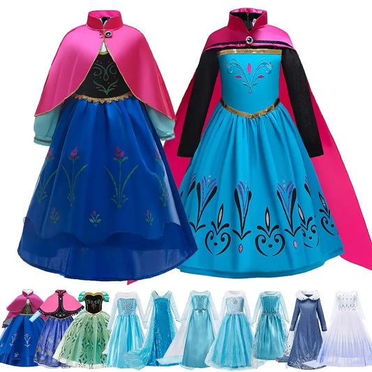 Elegant Kids Princess Dress Anna Elsa Inspired Embroidered Cloak For Halloween - ToylandEU