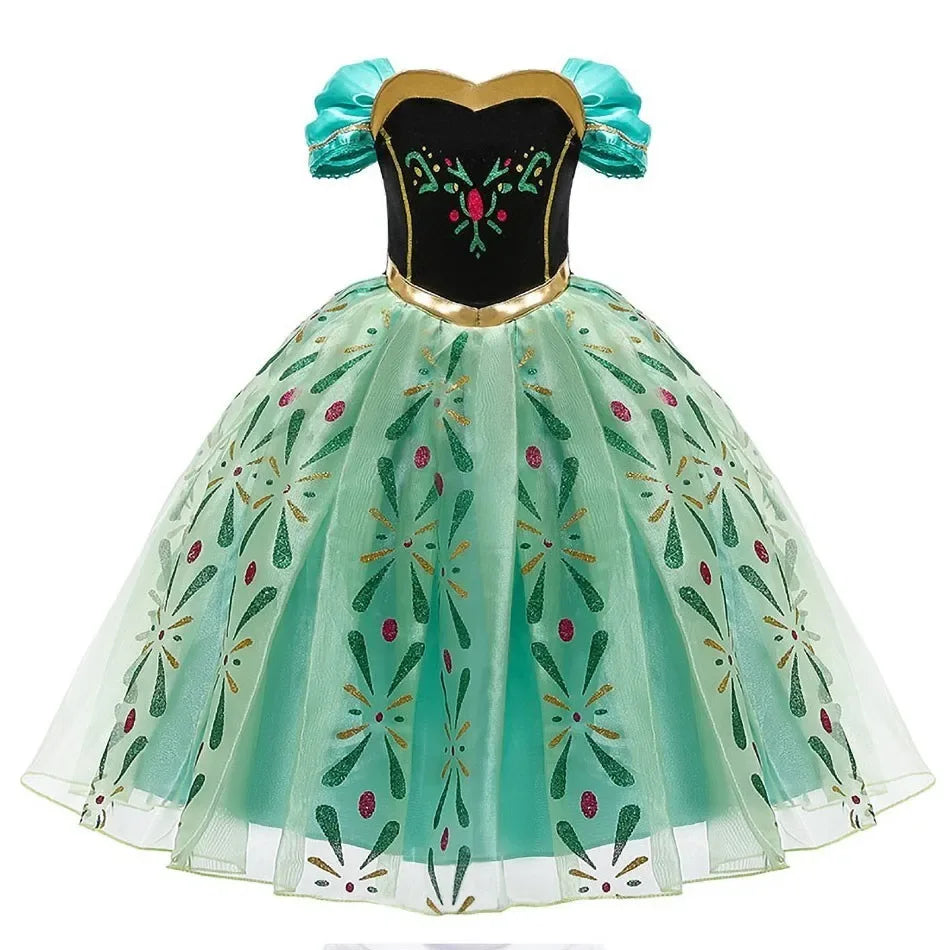 Elegant Kids Princess Dress Anna Elsa Inspired Embroidered Cloak For Halloween - ToylandEU