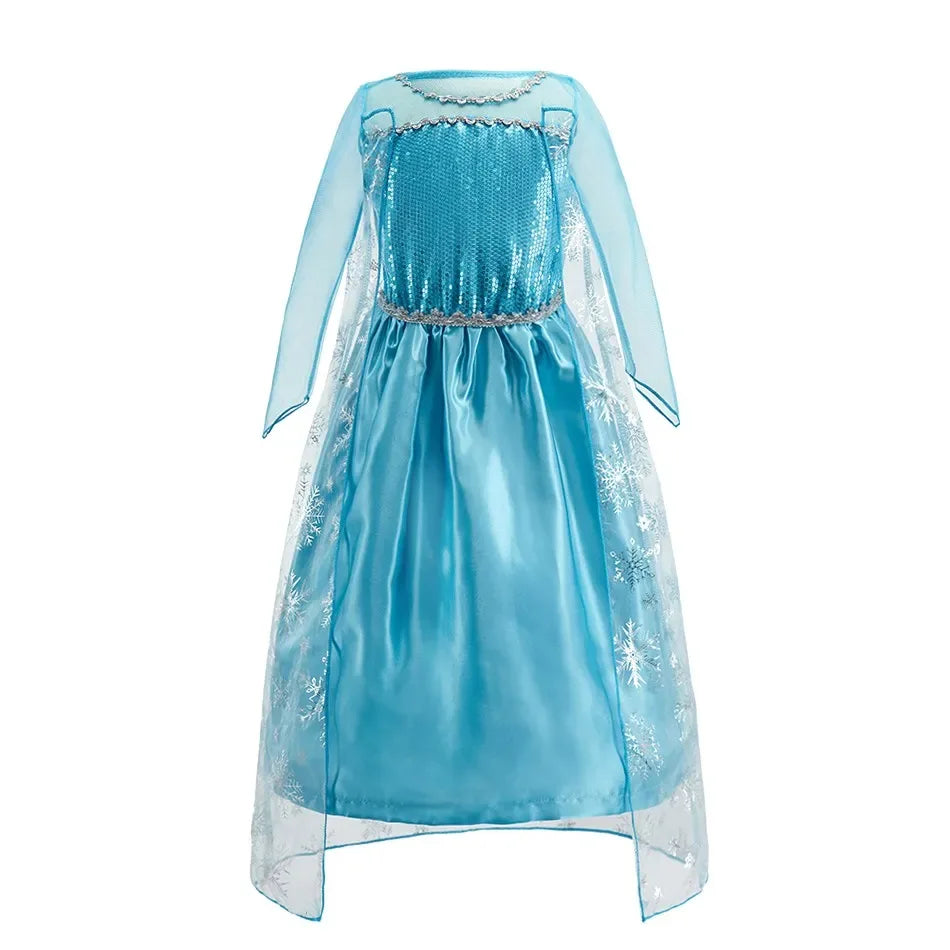 Elegant Kids Princess Dress Anna Elsa Inspired Embroidered Cloak For Halloween - ToylandEU