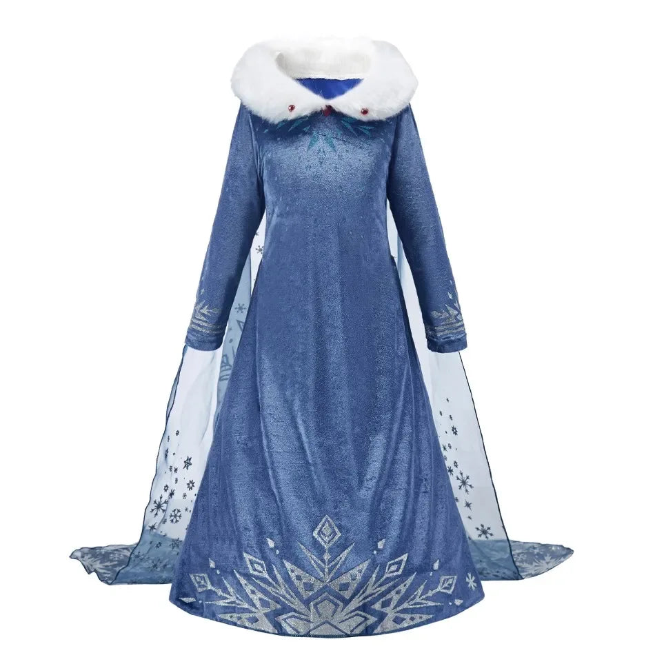 Elegant Kids Princess Dress Anna Elsa Inspired Embroidered Cloak For Halloween - ToylandEU