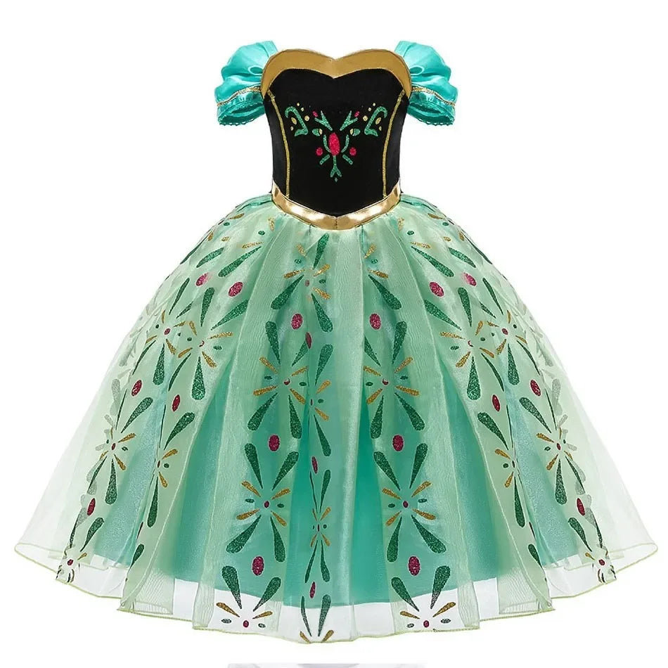 Elegant Kids Princess Dress Anna Elsa Inspired Embroidered Cloak For Halloween - ToylandEU