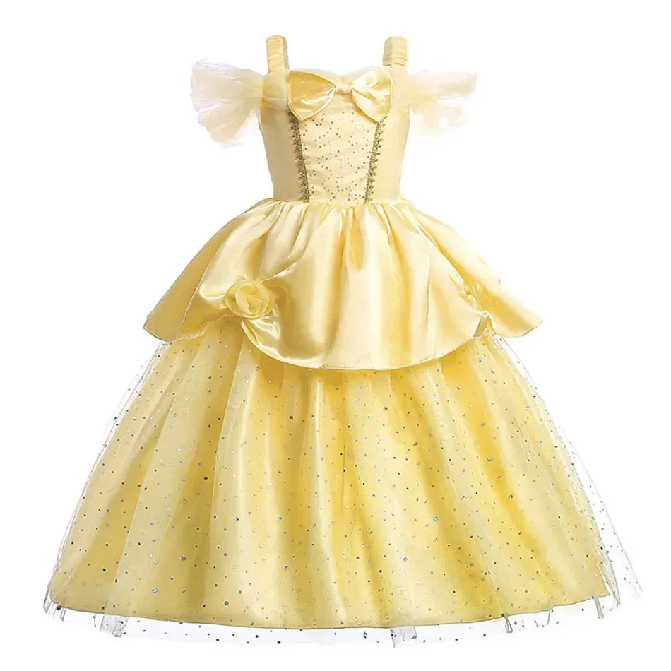 Elegant Kids Princess Dress Anna Elsa Inspired Embroidered Cloak For Halloween - ToylandEU