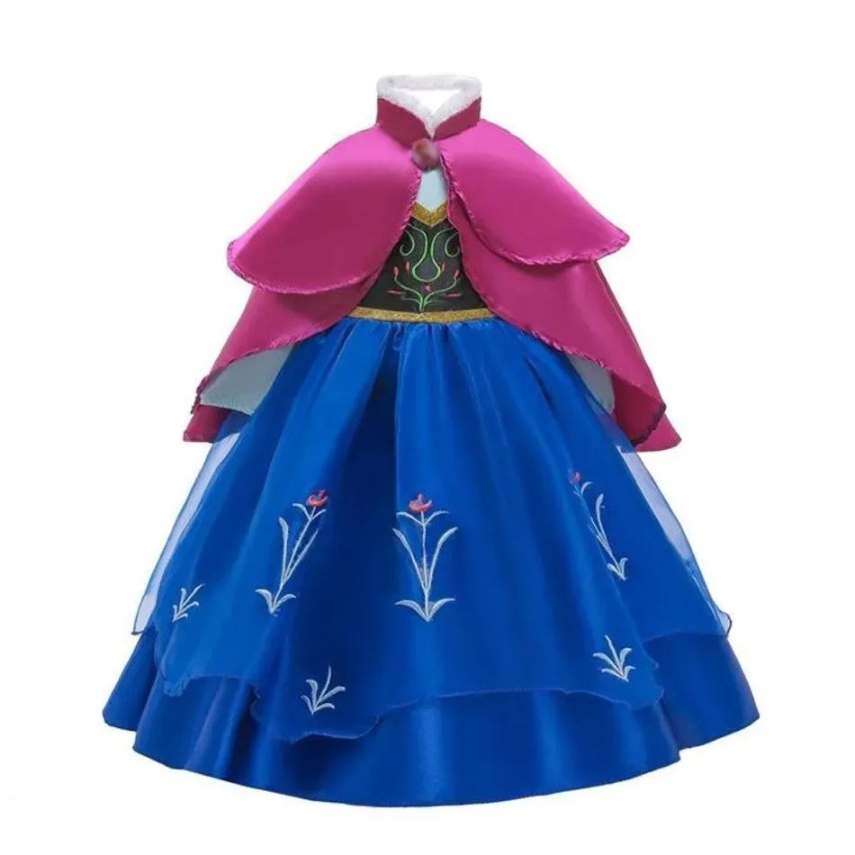 Elegant Kids Princess Dress Anna Elsa Inspired Embroidered Cloak For Halloween - ToylandEU