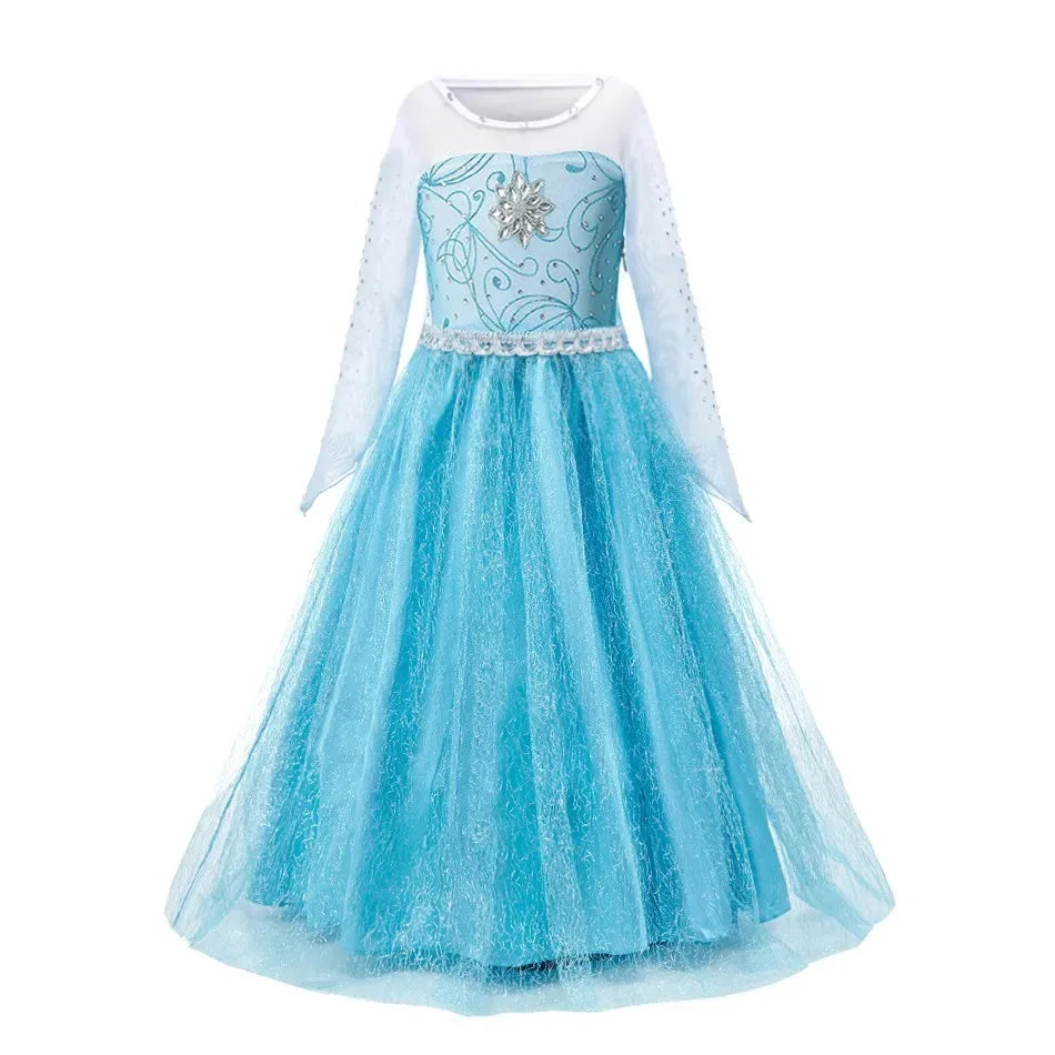 Elegant Kids Princess Dress Anna Elsa Inspired Embroidered Cloak For Halloween - ToylandEU