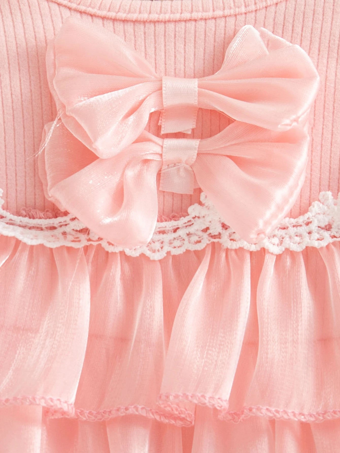 Elegant Knit Princess Gown Dress With Bow Trim Gauze For Toddler Girls Wedding Party - ToylandEU