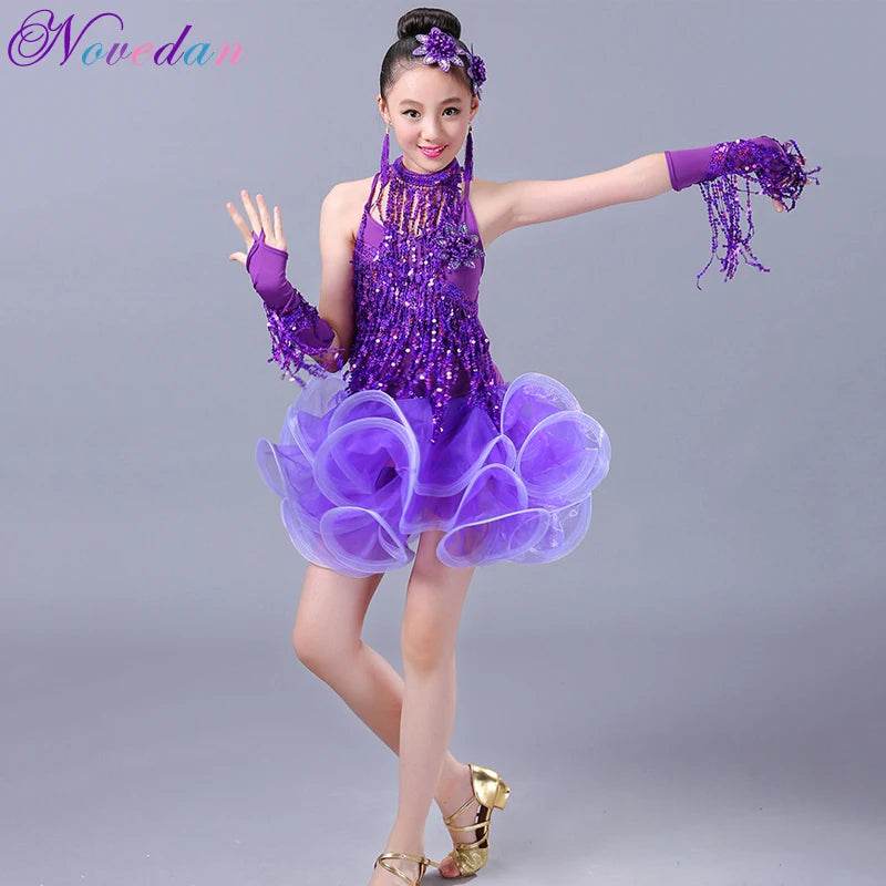 Elegant Latin Dance Dress Sequin Fringe For Competition - ToylandEU