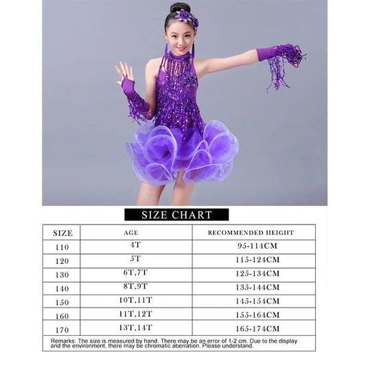 Elegant Latin Dance Dress Sequin Fringe For Competition - ToylandEU