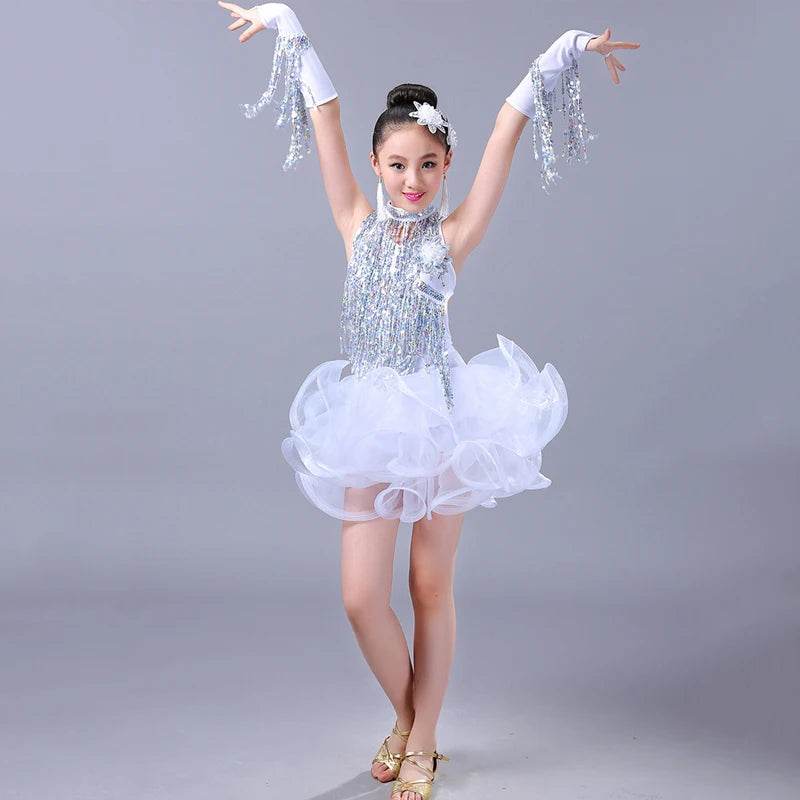 Elegant Latin Dance Dress Sequin Fringe For Competition - ToylandEU