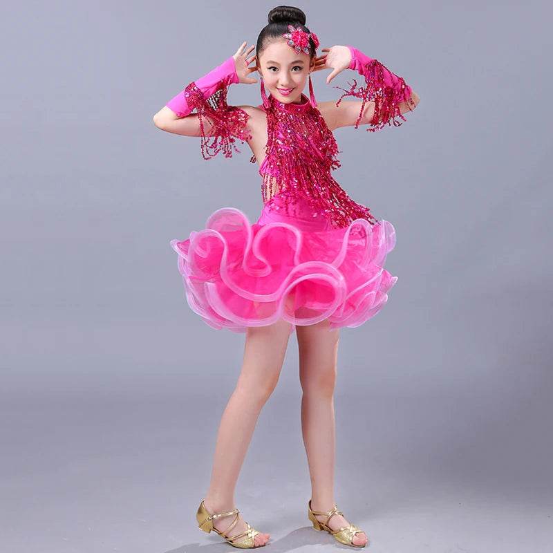 Elegant Latin Dance Dress Sequin Fringe For Competition - ToylandEU