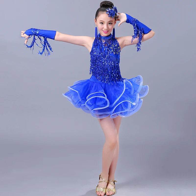 Elegant Latin Dance Dress Sequin Fringe For Competition - ToylandEU