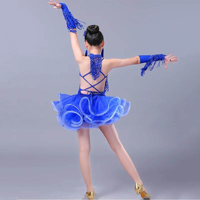 Elegant Latin Dance Dress Sequin Fringe For Competition - ToylandEU