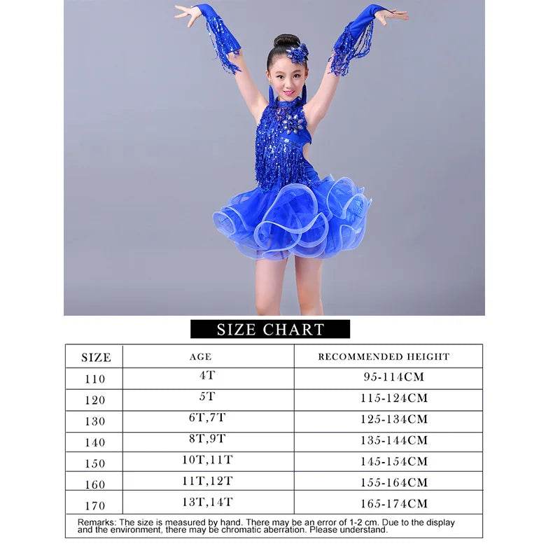 Elegant Latin Dance Dress Sequin Fringe For Competition - ToylandEU