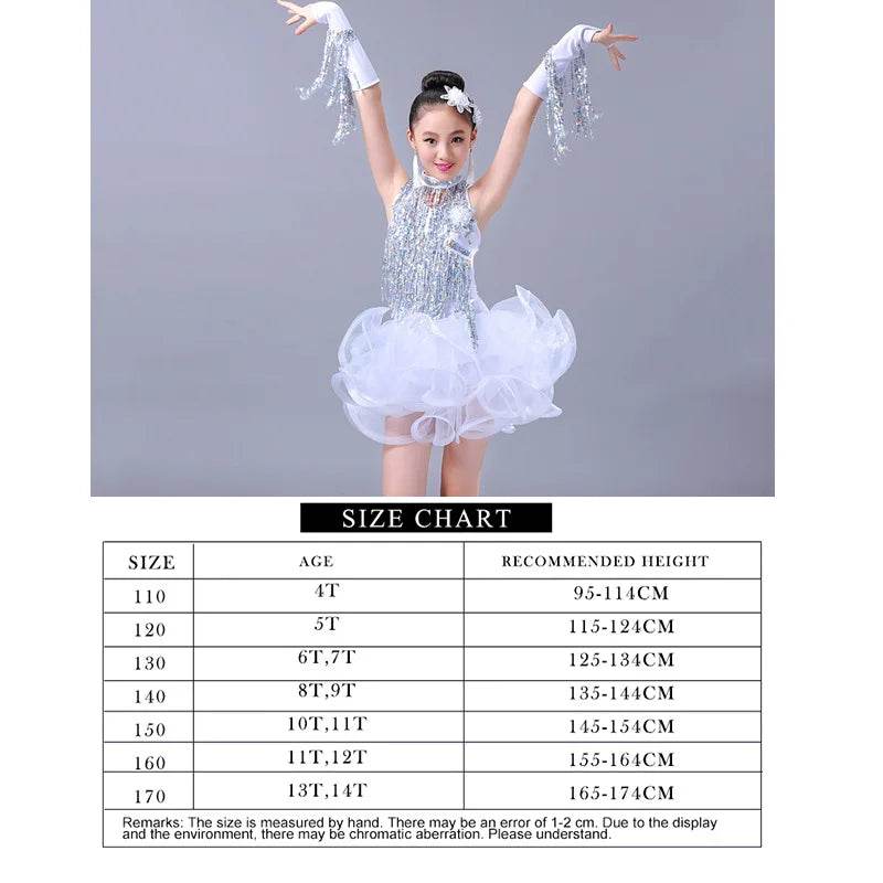 Elegant Latin Dance Dress Sequin Fringe For Competition - ToylandEU