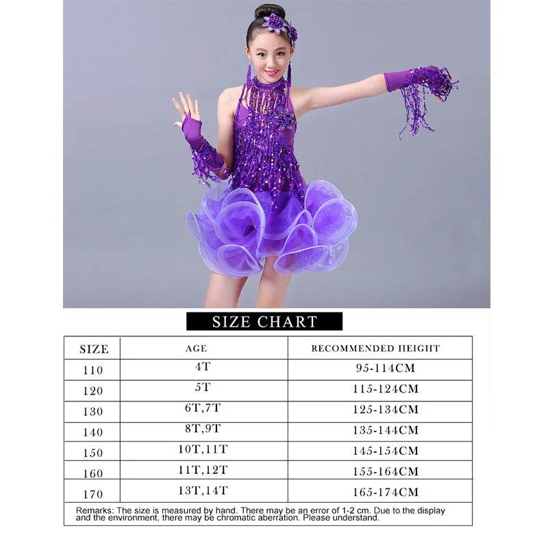 Elegant Latin Dance Dress Sequin Fringe For Competition - ToylandEU