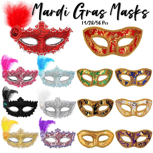 Elegant Mardi Gras Masks Set Vintage Venice Style Carnival - ToylandEU