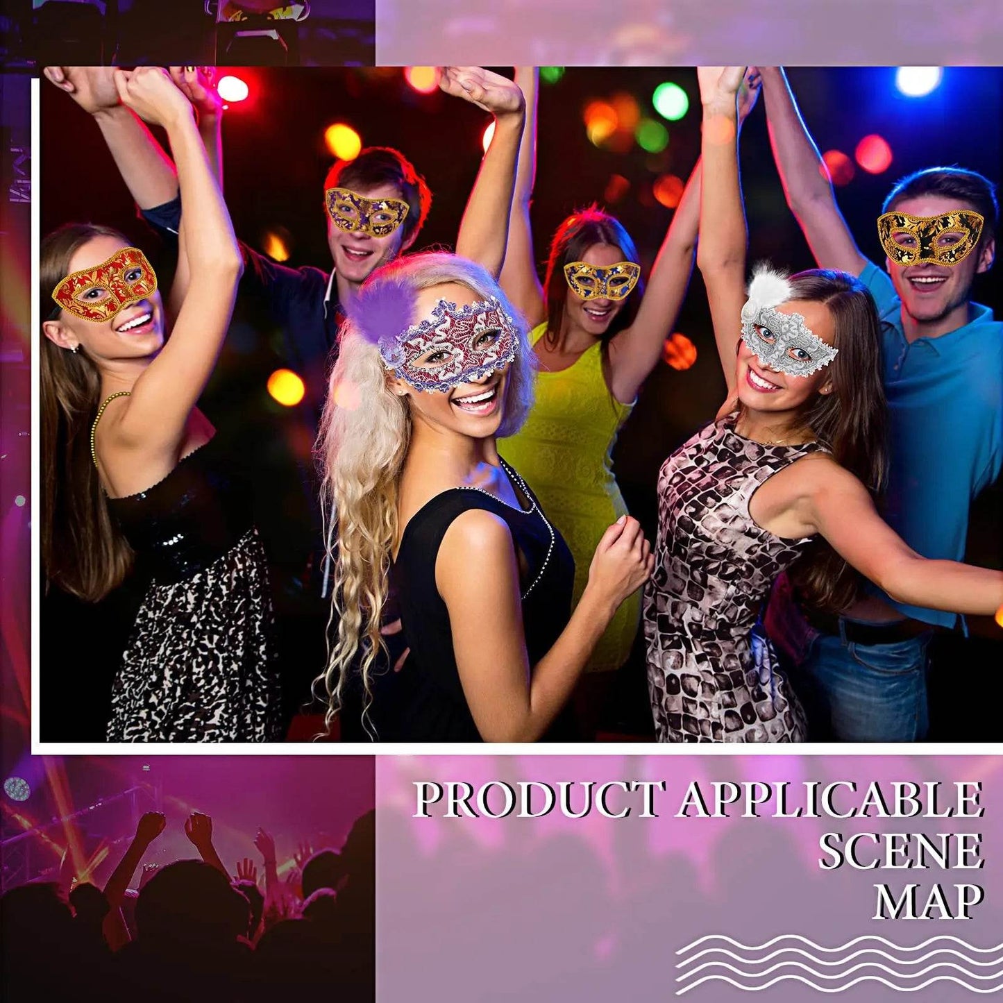 Elegant Mardi Gras Masks Set Vintage Venice Style Carnival - ToylandEU