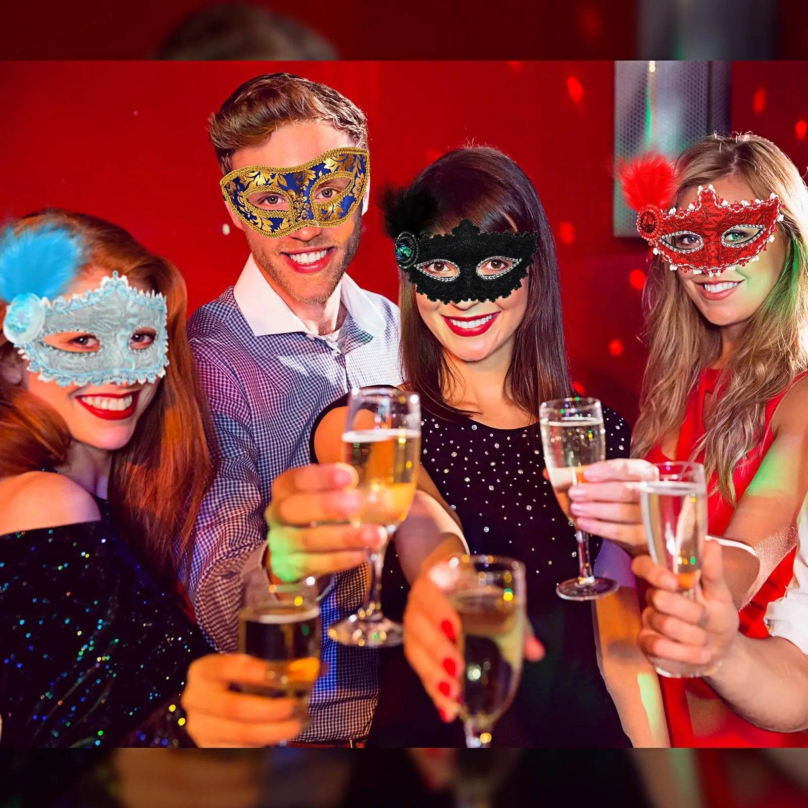 Elegant Mardi Gras Masks Set Vintage Venice Style Carnival - ToylandEU